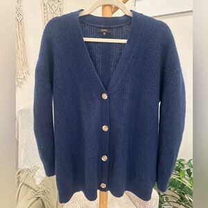 Quince Mongolian Cashmere Oversized Boyfriend Cardigan Navy XS